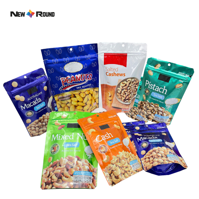 Custom Reseal Plastic Aluminum Foil Dry Food Packaging Stand Up Pouch Snack Cashew Nuts Packaging Bags With Zipper