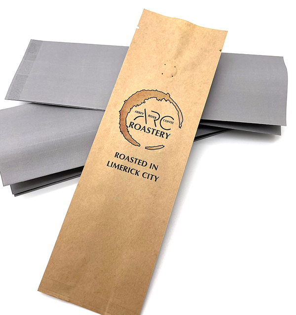 Factory Direct Custom Coffee Bean Bag Side Gusset Quad Seal Bag Brown Paper Coffee Pouches with Valve