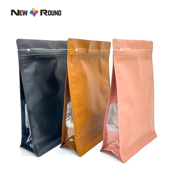 Wholesale Plastic Pouch Resealable Flat Bottom Pouch Food Packaging Bag with Window
