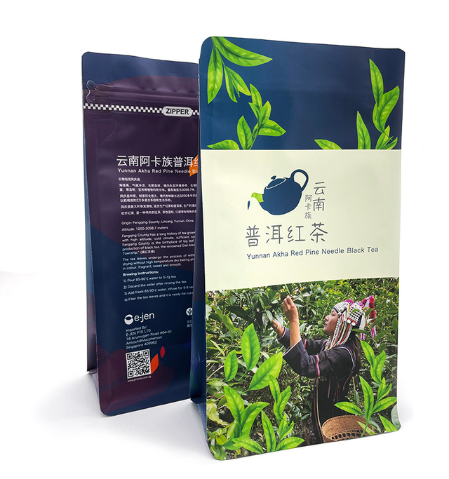 Custom Digital Printer Foil Flat Bottom Pouch Food Grade Ziplock Plastic Tea Packaging Bag