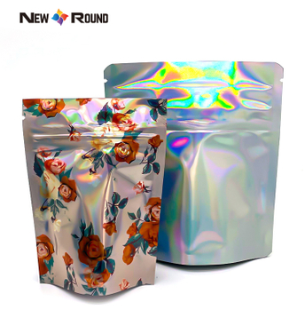 Laser Holographic Mylar Bags Edible Gummy Custom Zip Lock Heat Seal Plastic Child Resistant Packaging