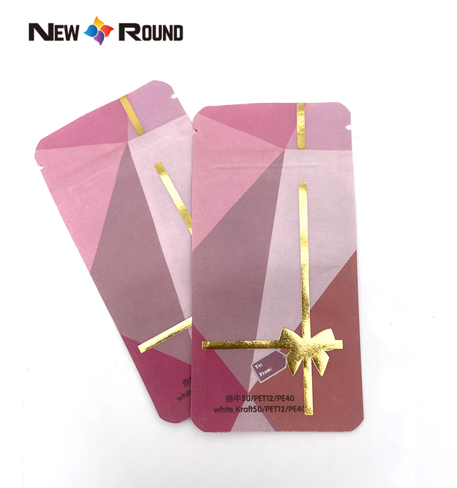 Eco Friendly Kraft Paper Matte Flat Bag 3 Side Seal Zipper Sachet Mylar Bags Recycled Packing Bags
