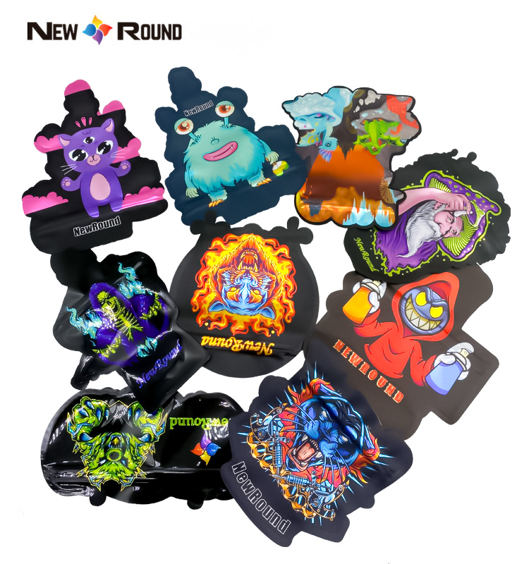 Custom Mylar Bags Gummies Black Animal Series Wholesale Plastic Special Shape Pouch