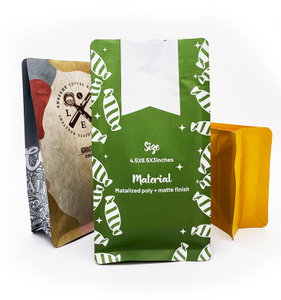 Custom Printing Flat Bottom Coffee Bean Packaging Bag Resealable Zipper From China Factory
