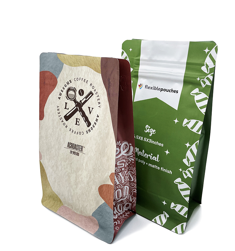 Coffee Beans Bag Custom Printed Bags With Valve And Zipper