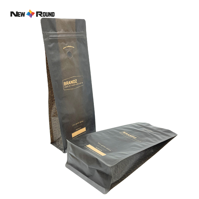 Custom Printing Cafe Powder Flat Bottom Coffee Bags with Sleeves