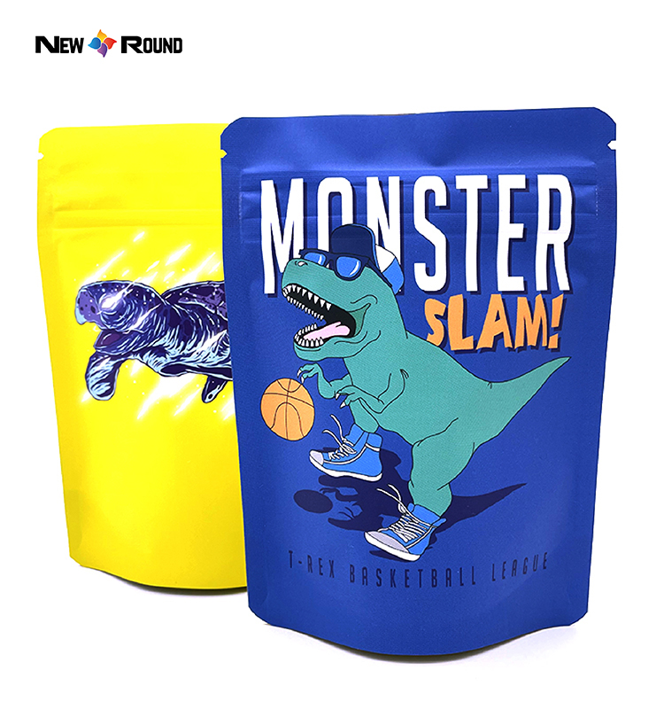 Smell Proof Airtight Foil Plastic Mylar Bags Laser Holographic Reusable Small Ziplock Packaging Mini Gummies Bag