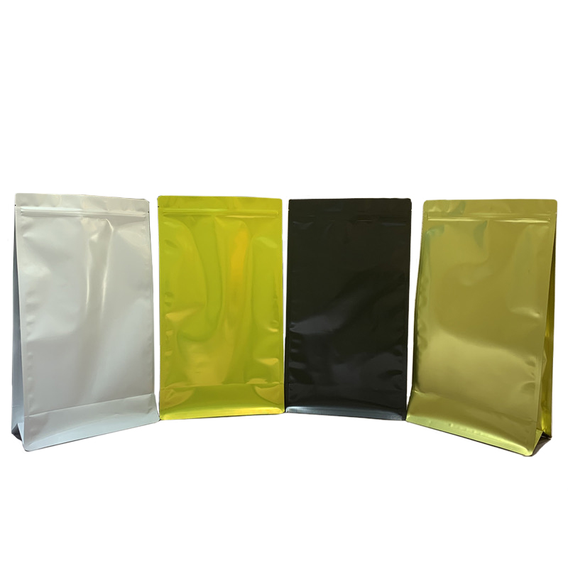 Customized Printed Resealable Flat Bottom Pouch Coffee Bean Packaging Bags Aluminum Plated Bag