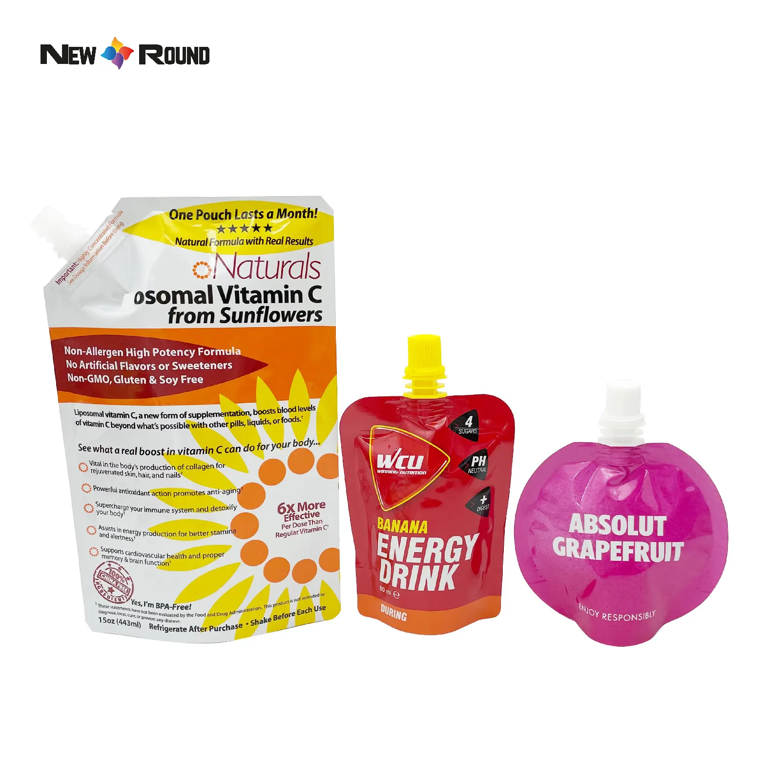 Custom Shape Spout Pouch Plastic Drink Pouches Food Grade Plastic Bag for Packing Juice Food