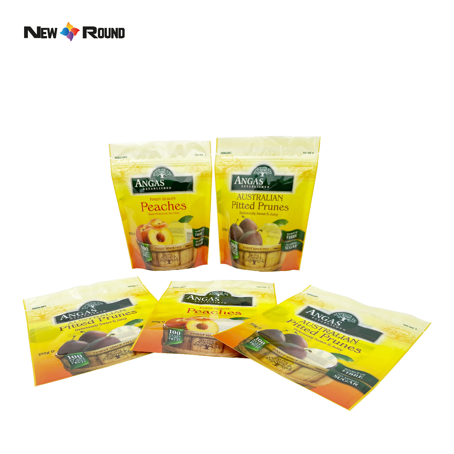 Wholesale Custom Logo Snack Mango Dried Fruit Plastic Packaging Stand Up Pouch Dry Food Packaging Bag