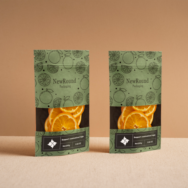 Zipper Kraft Paper Packaing Bag With Window