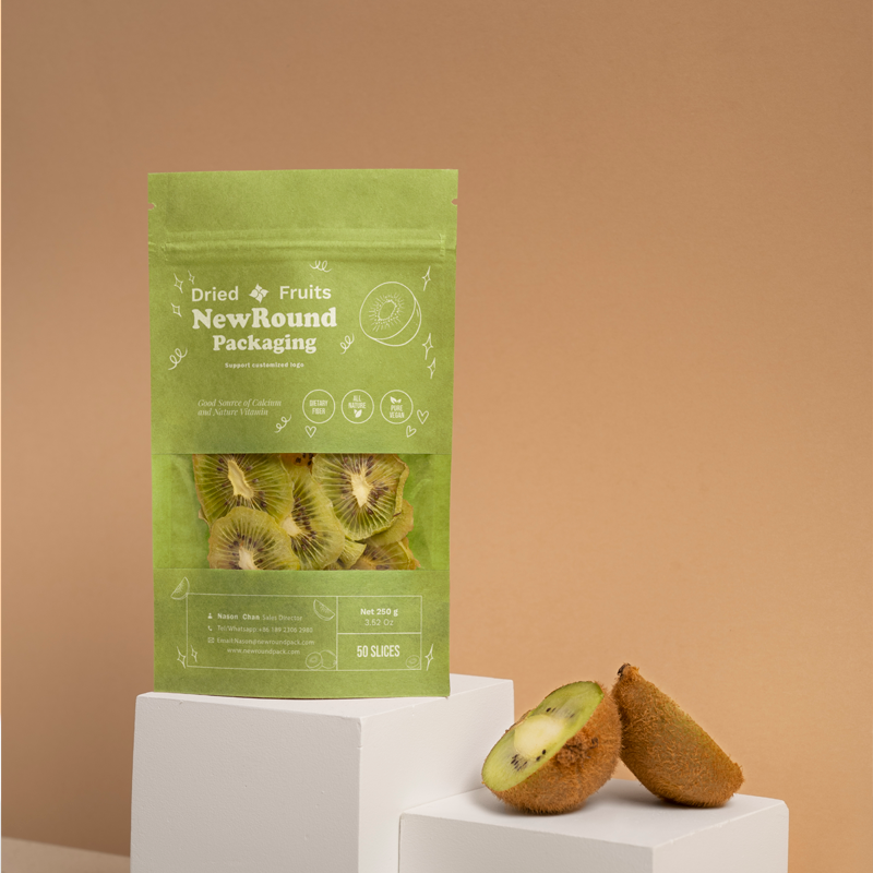 Stand up dry fruit kraft paper pouch with window 