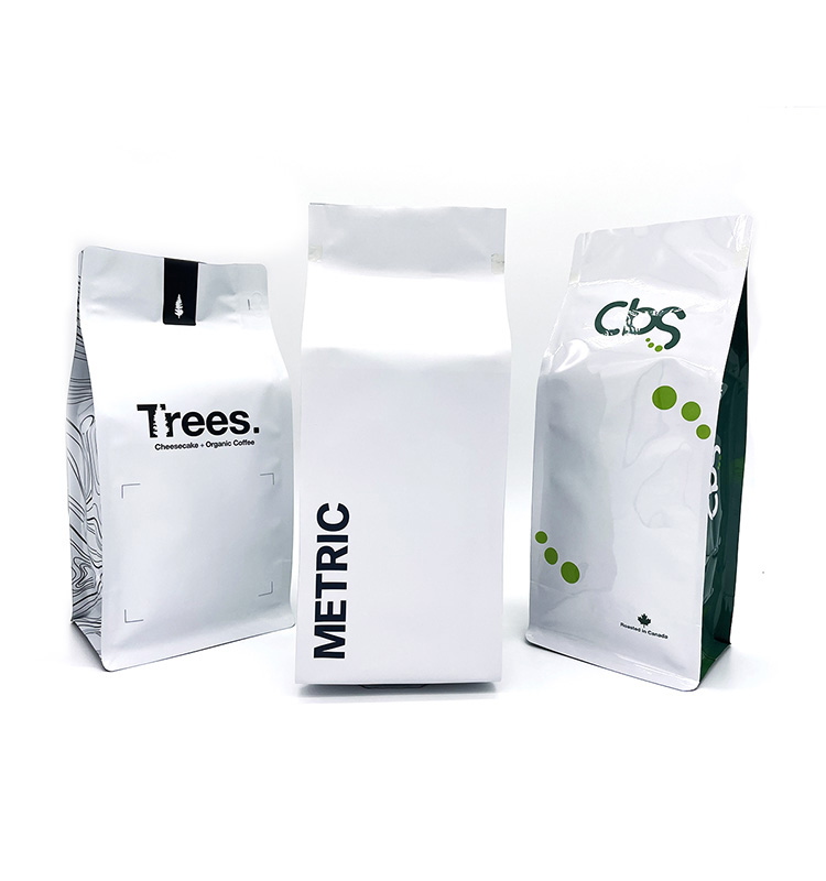 Flat Bottom Coffee Pouch, Custom Empty Coffee Beans Packaging Bags