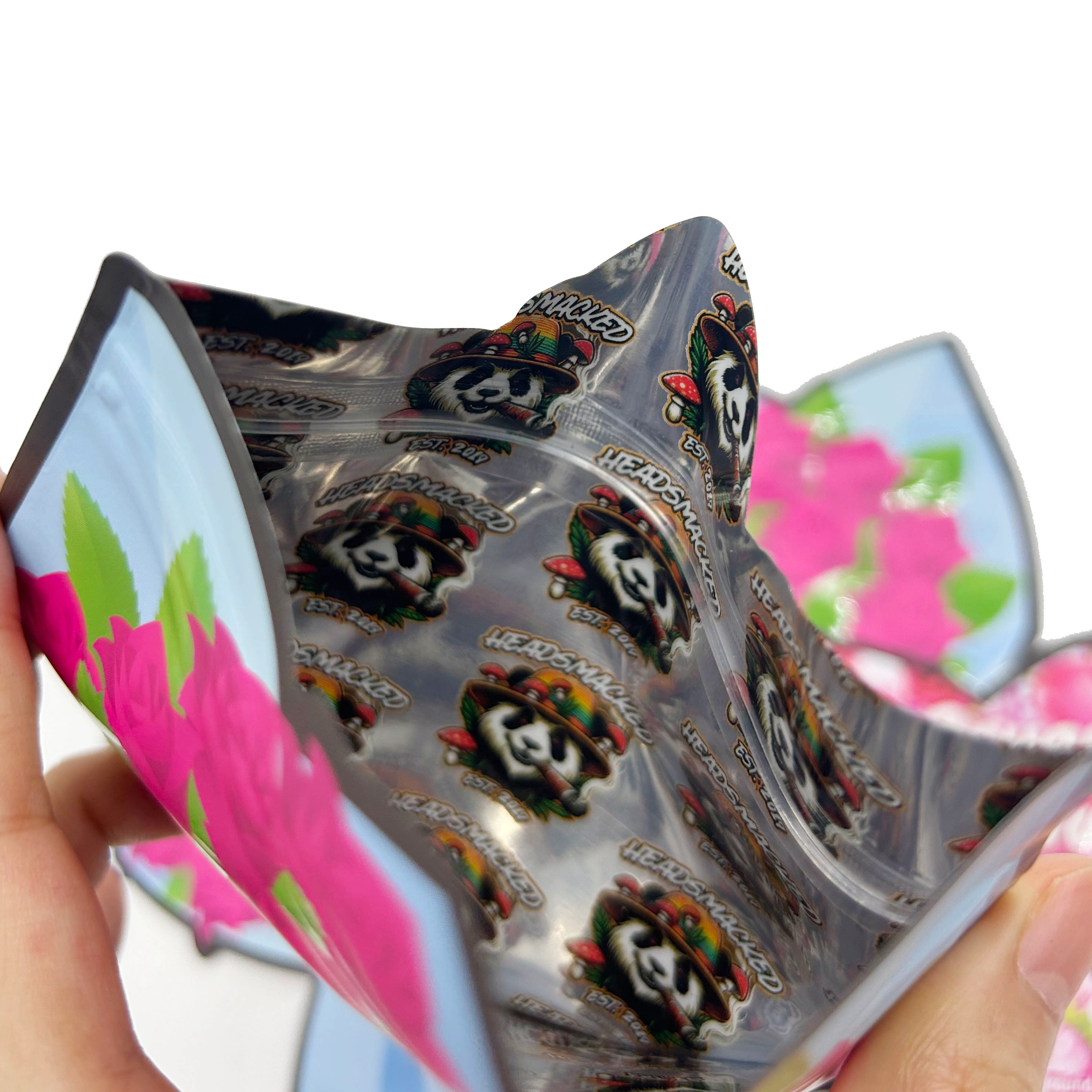 Custom Smell Proof Aluminum Foil Zipper 3.5g Bag Matte With Spot UV Candy Gummies Packaging Special Shaped Die Cut Mylar Bag