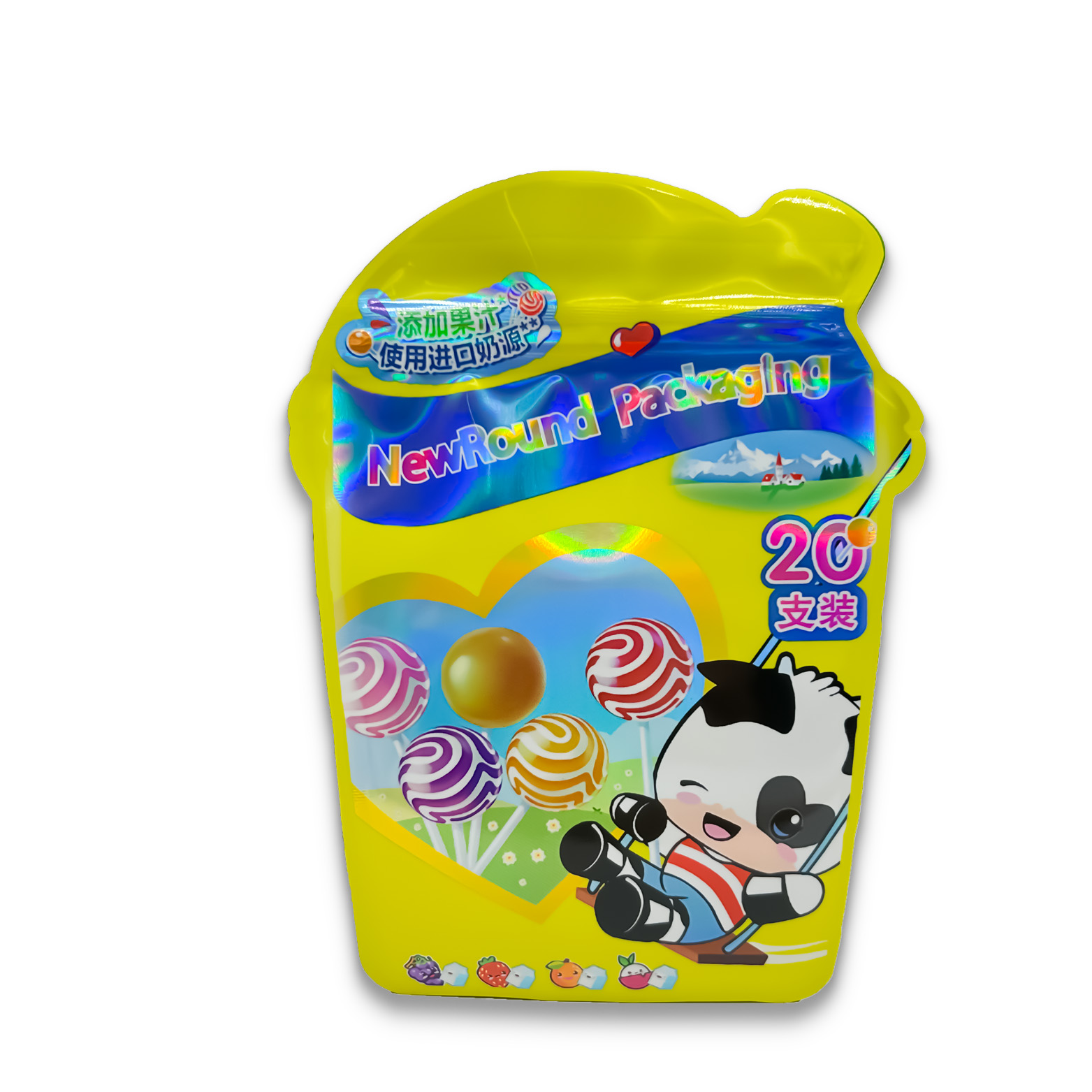 Custom Candy Pouch Stand Up Shape Mylar Bags 8th Mylar Spot UV Holographic Bags with Ziplock
