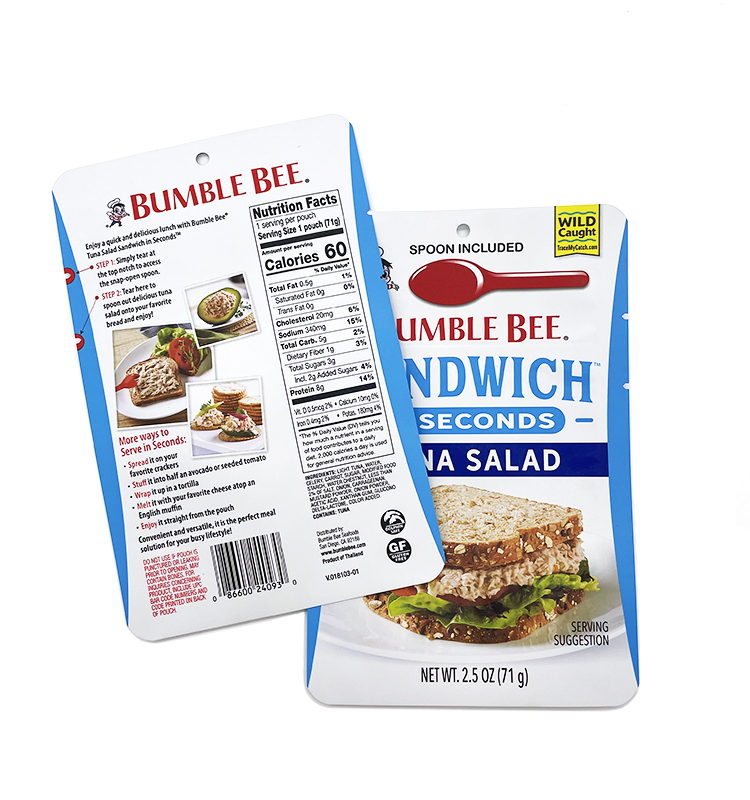 Custom Food Grade Flat Bottom Pouch with Zipper Transparent Stand Up Bags