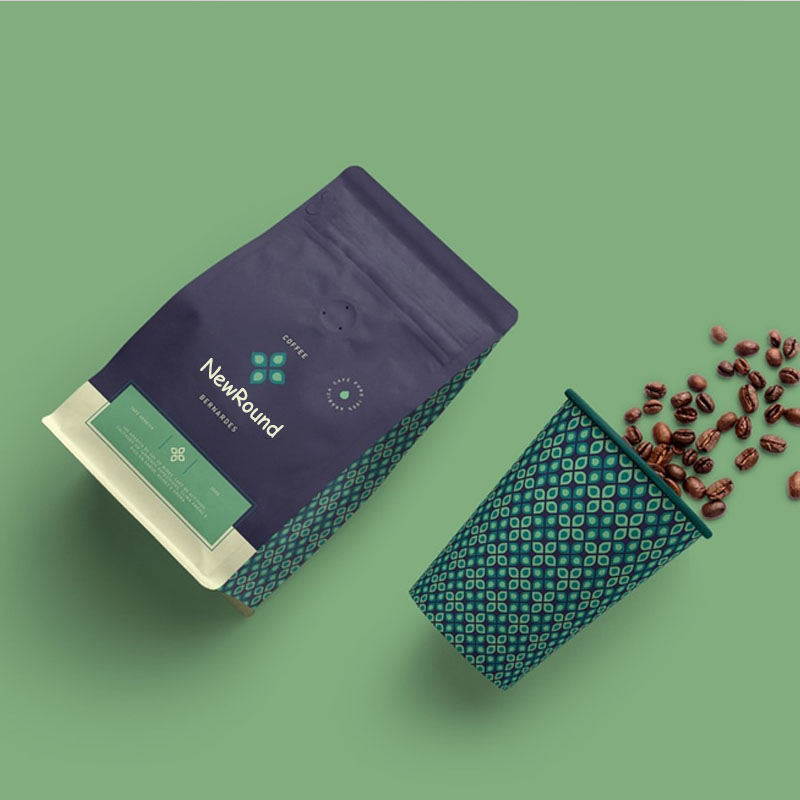 Flat bottom pouch bag with customized printing
