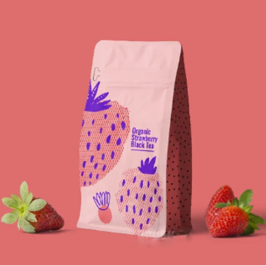 Flat Bottom Pouch For Dired Strawberry