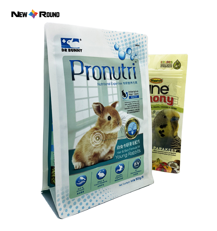 Custom Printed Grade Plastic Packing Ziplock Bag Flat Bottom Pouch For Pet Food
