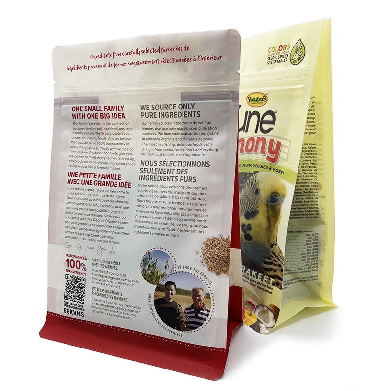 Custom Printed Plastic Zipper Flat Bottom Gusset Bags Dog Food Package Pet Food Bag with Zipper