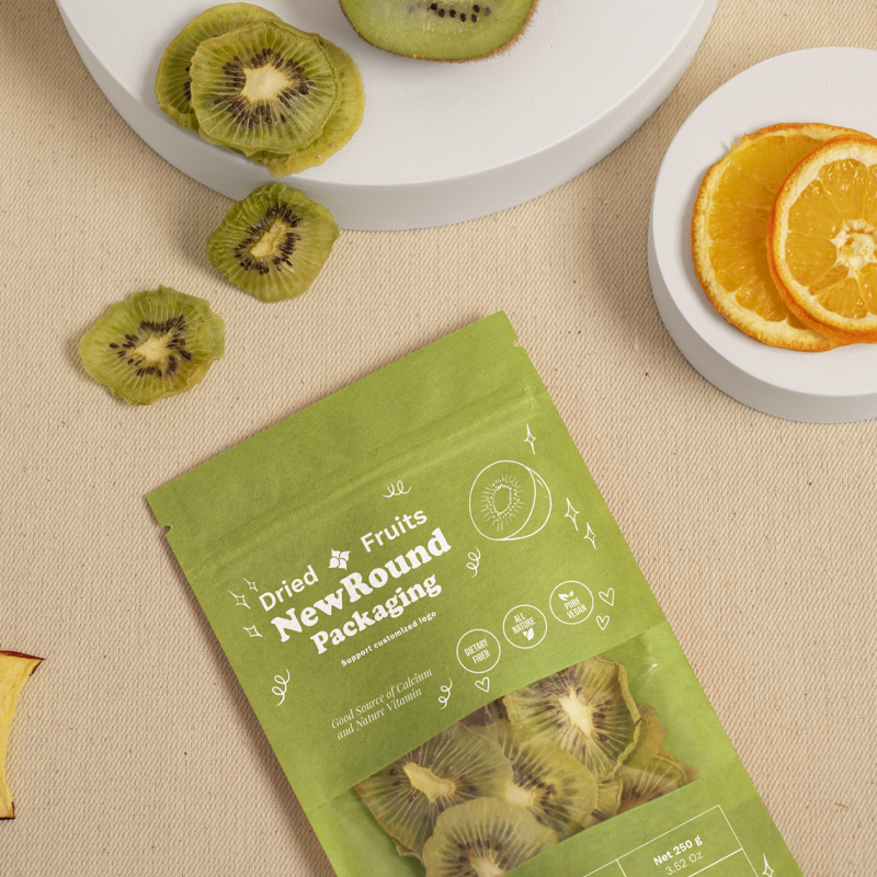 Stand up dry fruit kraft paper pouch with window 