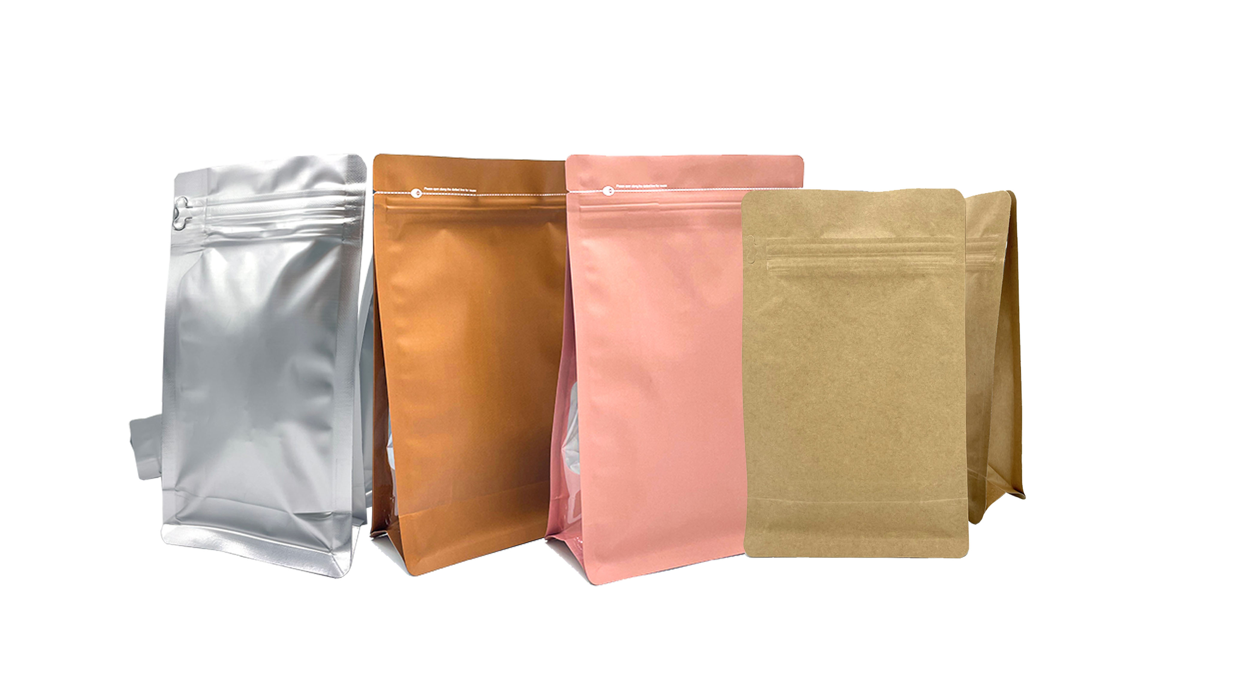Custom Food Packaging Bag Flat Bottom Pouch Ziplock Bag For Coffee Square Bottom Box Pouch