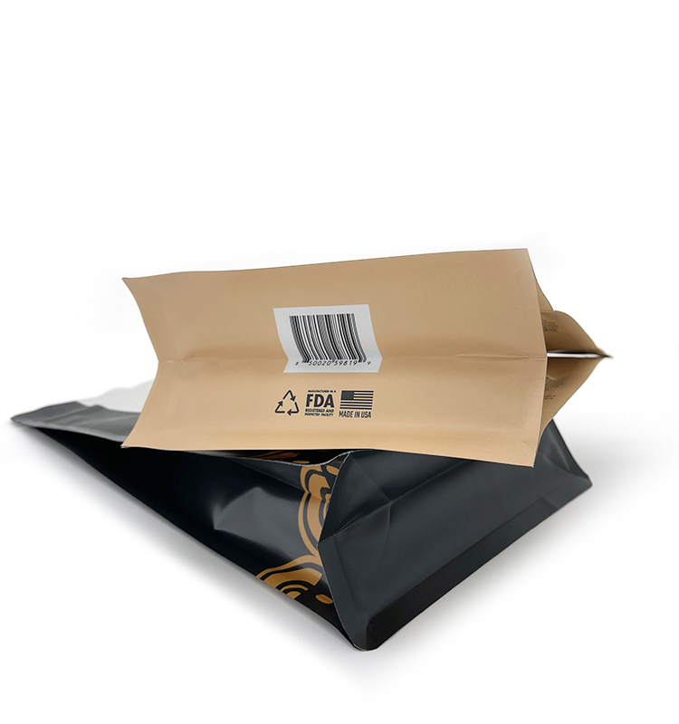 Custom Printed Wholesale Resealable Flat Bottom Side Gusset Stand Up Coffee Zipper Pouch Packaging Bags 