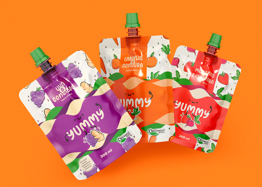 Custom printed spout pouches for organic snacks