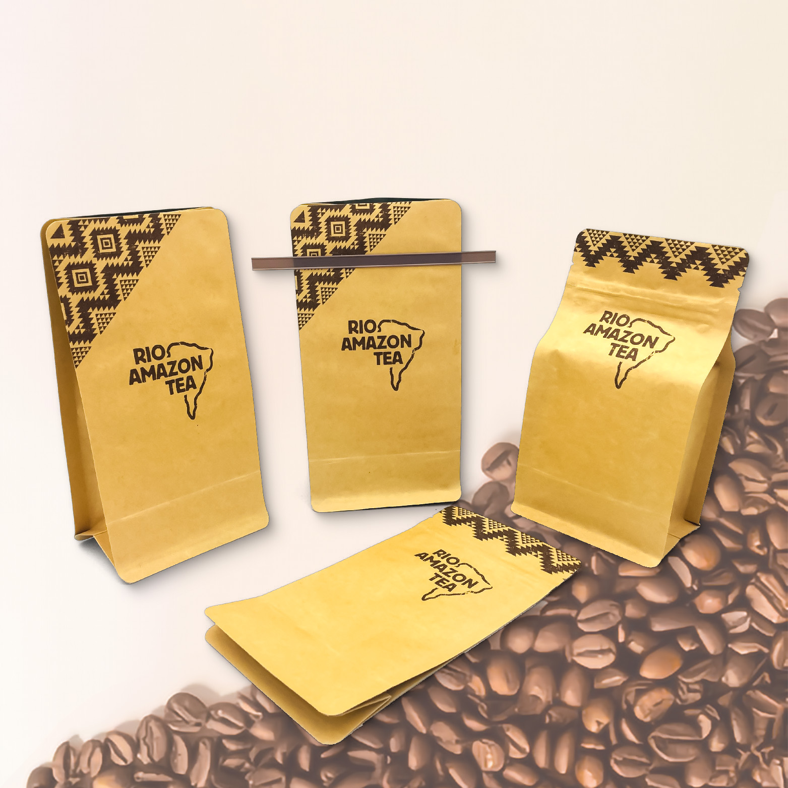 Customize Aluminum Zipper Stand Up Matte UV Print with Valve Coffee Bean Bag