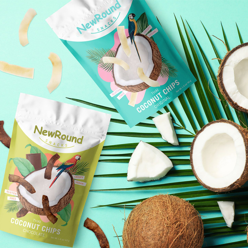 Printed Food Packaging Stand Up Pouch For Coconut Chips