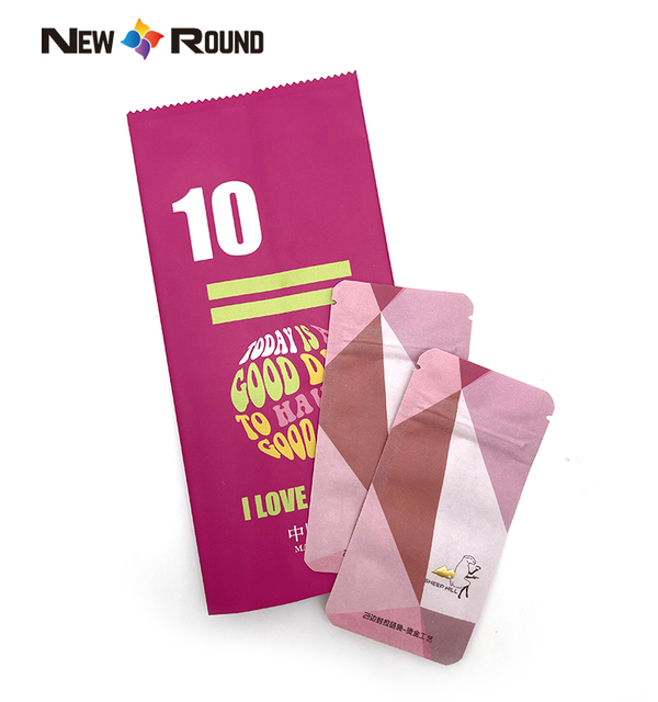 Recyclable Glossy Finish Full Color Printed Flat Box Bottom Powder Pouch
