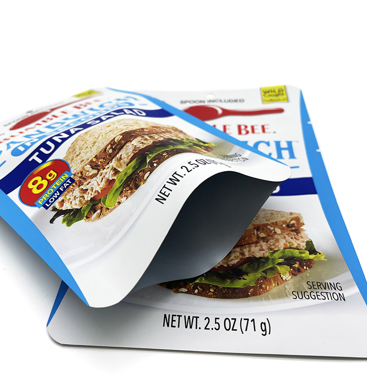 Custom Food Grade Flat Bottom Pouch with Zipper Transparent Stand Up Bags