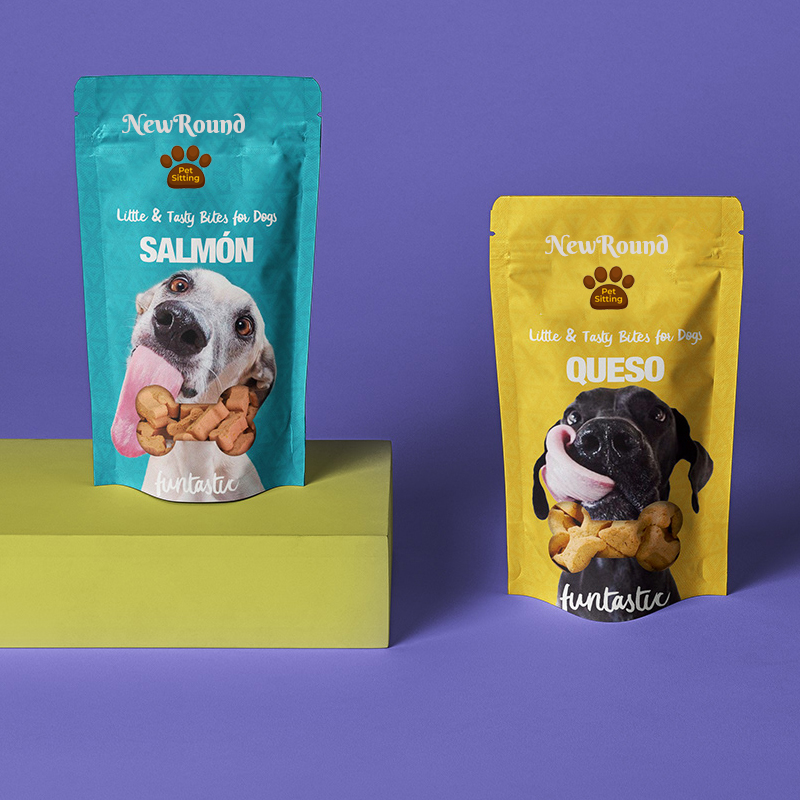 Biodegradable stand-up pouches for grain-free dog snacks