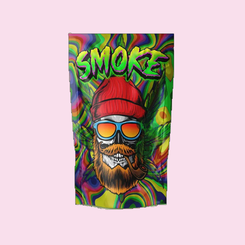 Holographic foil accents on THC packaging
