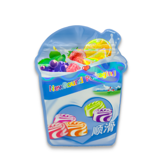 Custom Candy Pouch Stand Up Shape Mylar Bags 8th Mylar Spot UV Holographic Bags with Ziplock