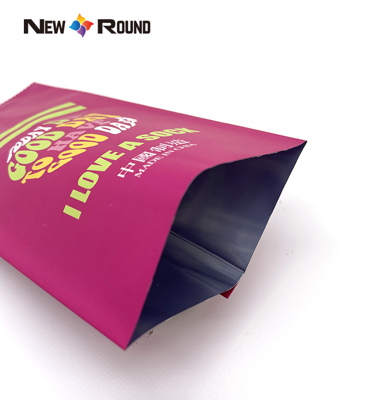 Recyclable Glossy Finish Full Color Printed Flat Box Bottom Powder Pouch