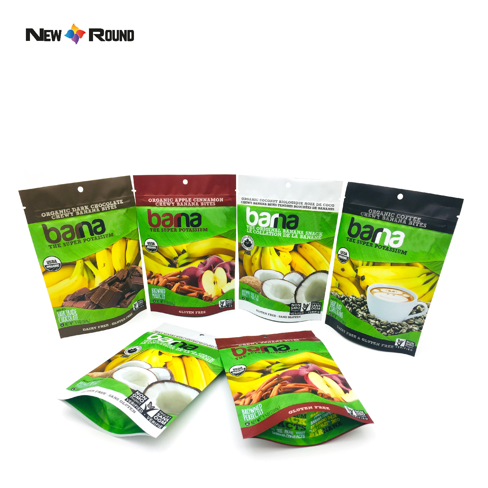 Resealable Dried Fruits Vegetable Plastic Zipper Food Packaging Bag Custom Printed Fruit Snack Bags