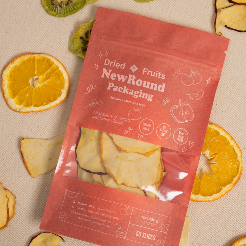Kraft Zip Lock Stand Up Resealable Pouches With Matte Window
