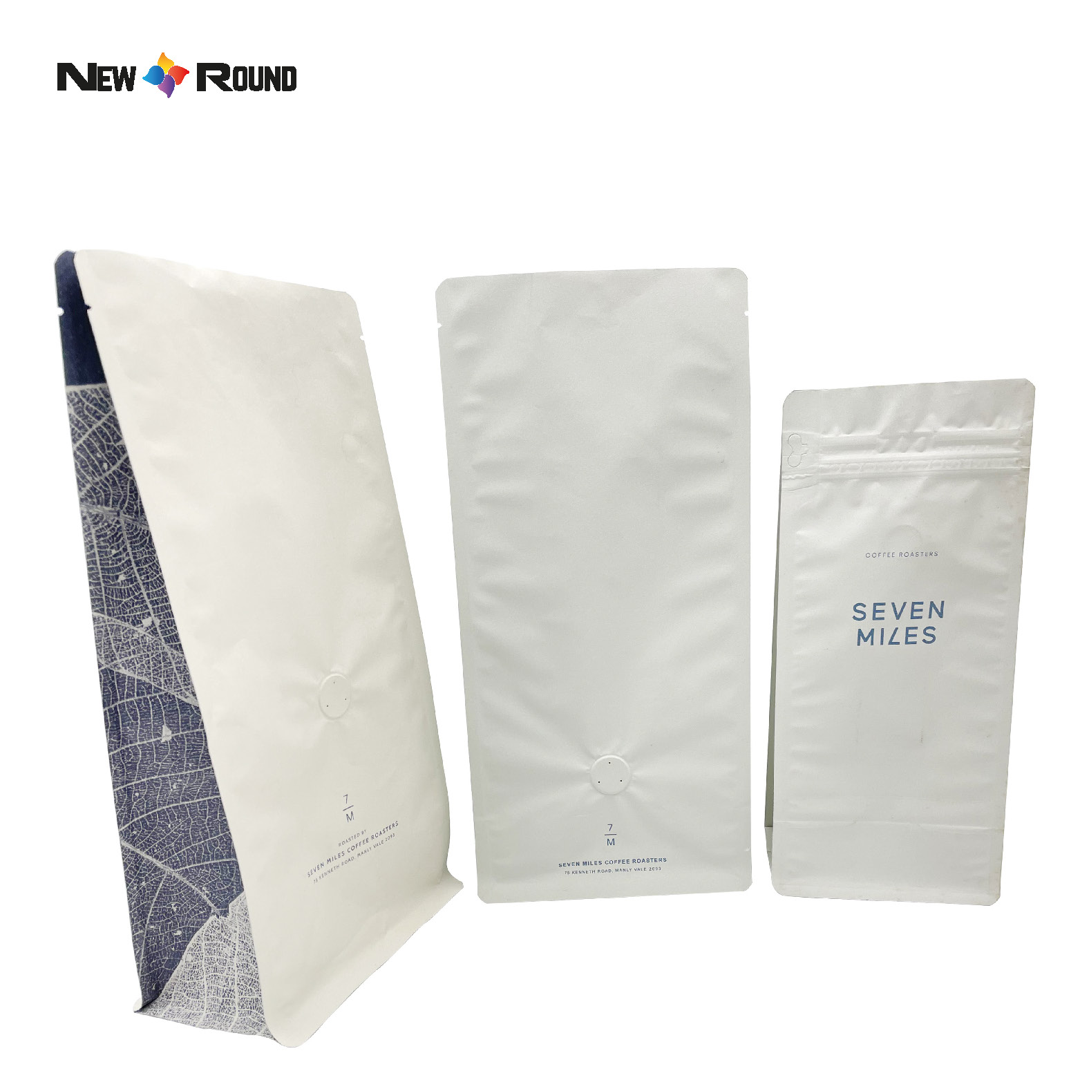 Custom Printing Cafe Powder Flat Bottom Coffee Bags with Sleeves