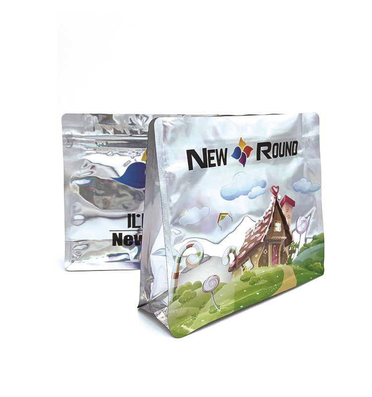 Foil Lined Zipper Square Packaging Flat Bottom Pouch With Window